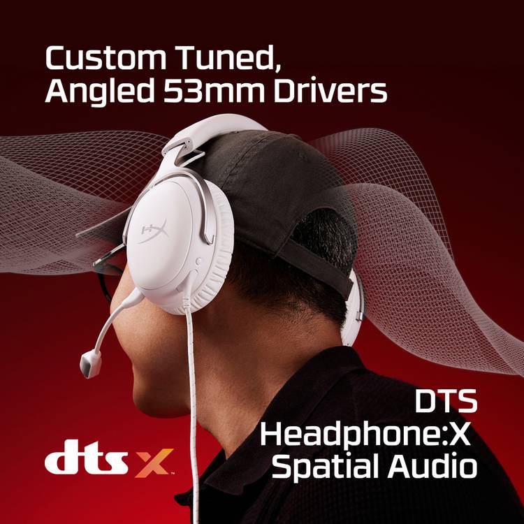 HyperX Cloud III wired gaming headset in white, UK version
