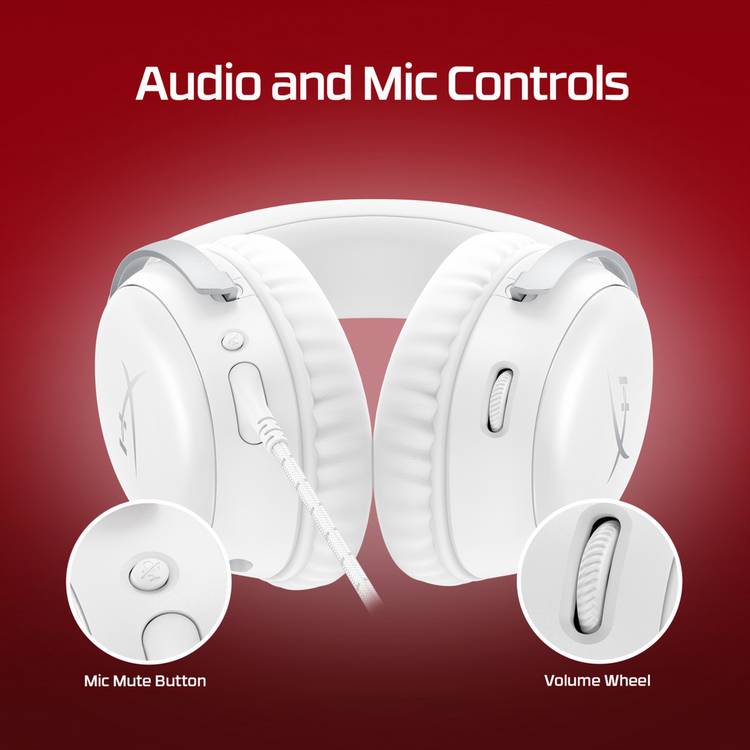 HyperX Cloud III wired gaming headset in white, UK version