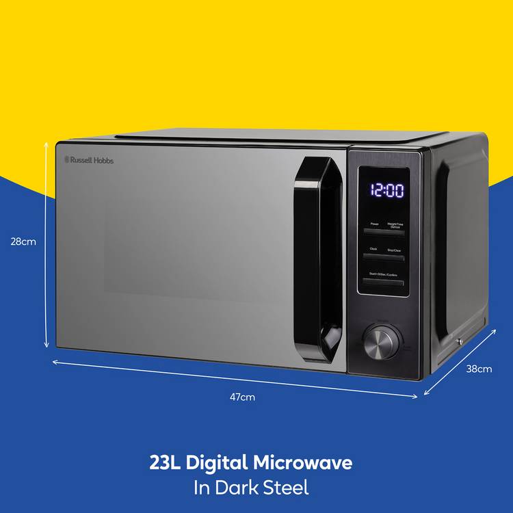 Russell Hobbs 900W standard microwave grey 23L, UK version