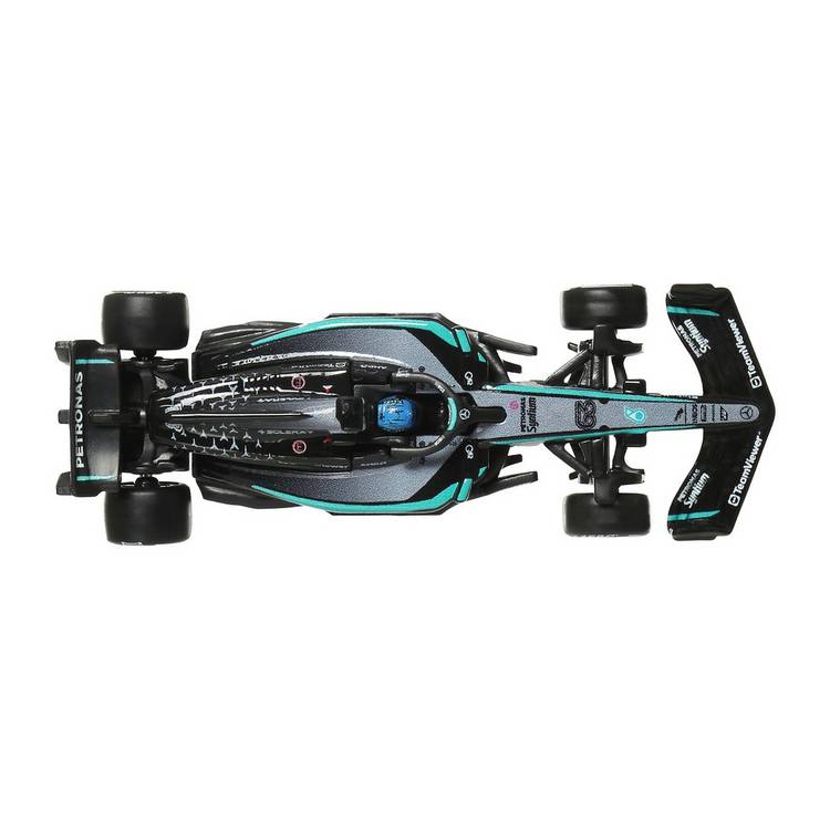 Hot Wheels F1 George Russell styled toy car, UK version