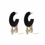 Freedom gold-tone charm black hoop earrings (British brand)