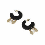 Freedom gold-tone charm black hoop earrings (British brand)