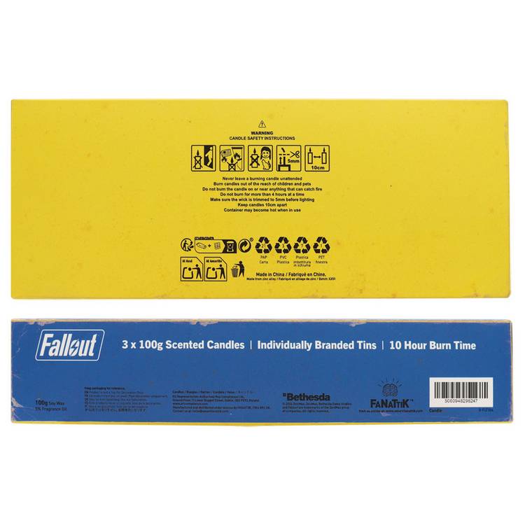 Fanattik Fallout Vault Dweller scented candle set, imported from the UK