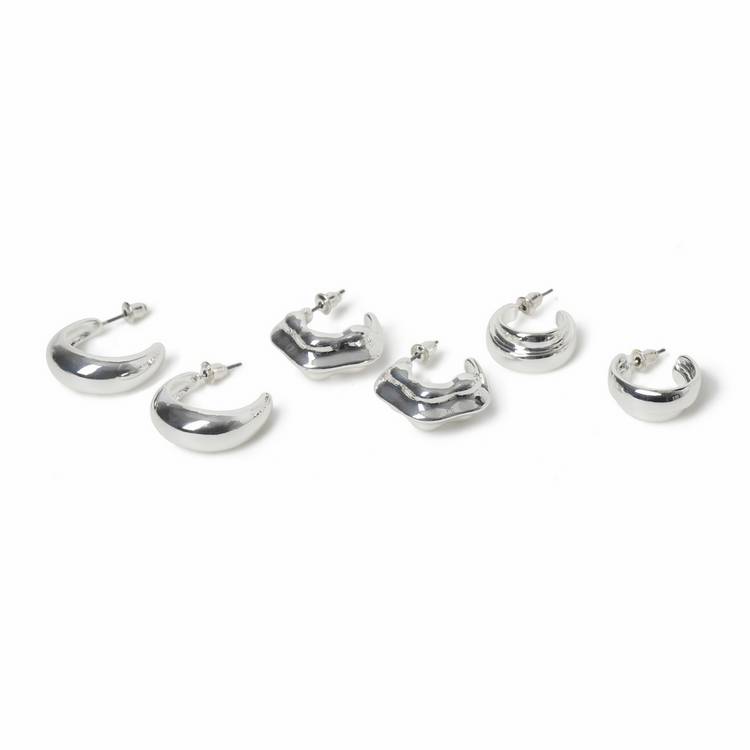 Freedom silver-tone mini hoop earrings 3pk (British brand)