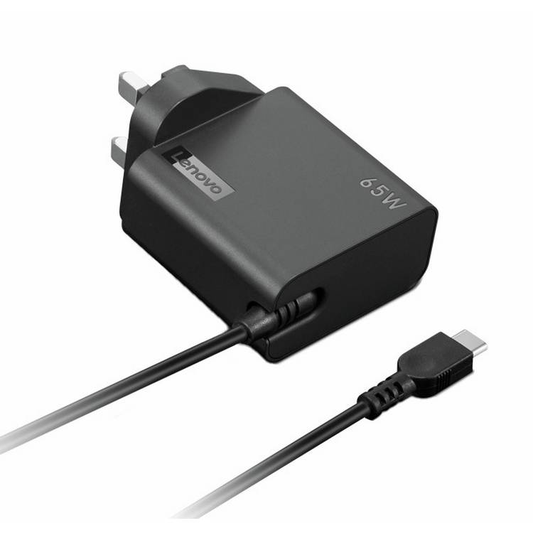 Lenovo 65W USB-C laptop and mobile charger black, imported from the UK