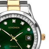 Sekonda Catherine green dial watch with two-tone bracelet, UK version