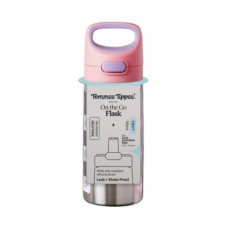Tommee Tippee toddler flask with straw pink 355ml - British product