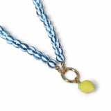 Freedom blue beaded lemon charm necklace - British product