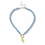 Freedom blue beaded lemon charm necklace - British product