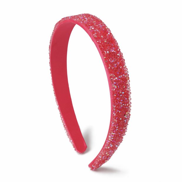 Flitzy pink glitter headband with shimmering crystals (British brand)