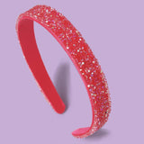 Flitzy pink glitter headband with shimmering crystals (British brand)