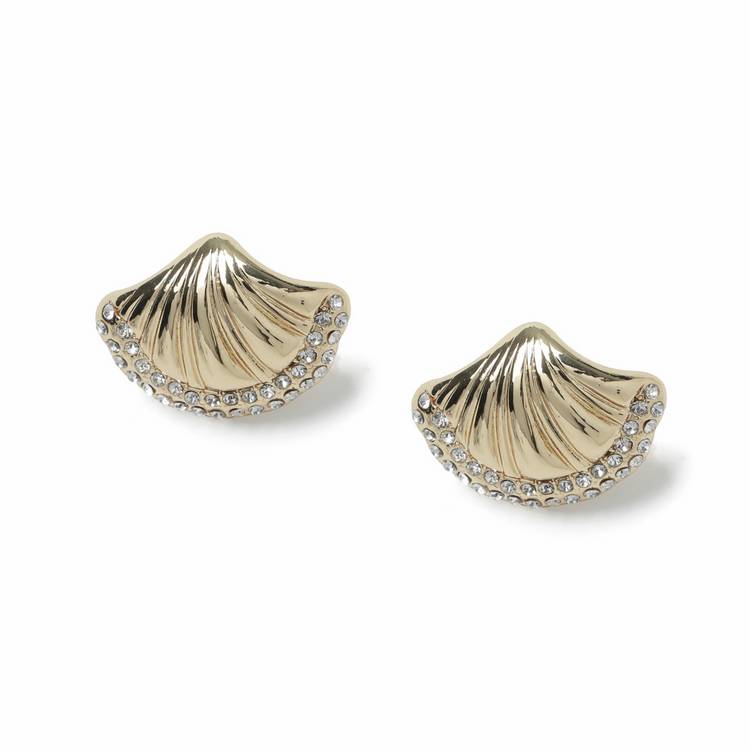 Freedom gold tone crystal shell stud earrings - British product