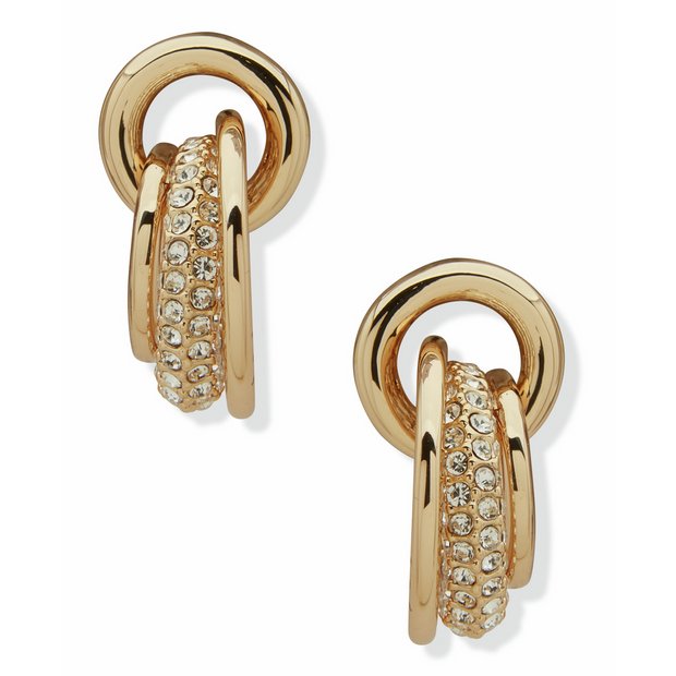 DKNY gold tone drop earrings 6mm width 16mm drop - British product