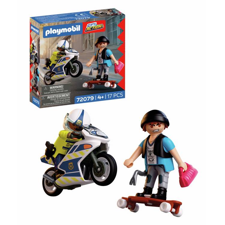 Playmobil Police Motorcycle Chase Playset - British product