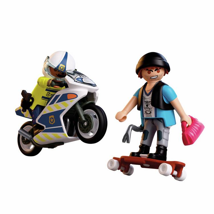 Playmobil Police Motorcycle Chase Playset - British product