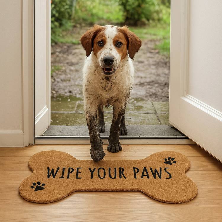 Mighty Mats cut pile bone-shaped doormat 45x75cm, UK version