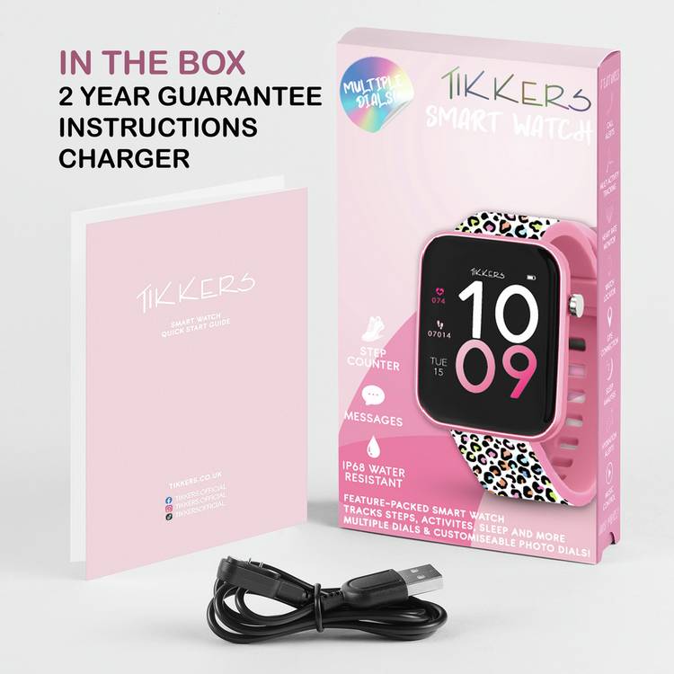 Tikkers smart watch pink camo silicone strap - British product