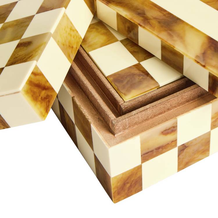 Habitat checkered trinket boxes brown and cream set of 3 - British product
