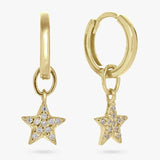 Revere star drop hoop earrings gold plated sterling silver - British product