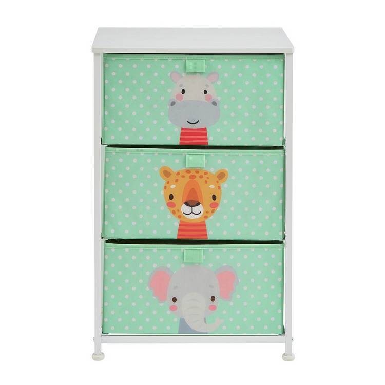 Liberty House Toys kids jungle 3 drawer storage unit green (British brand)