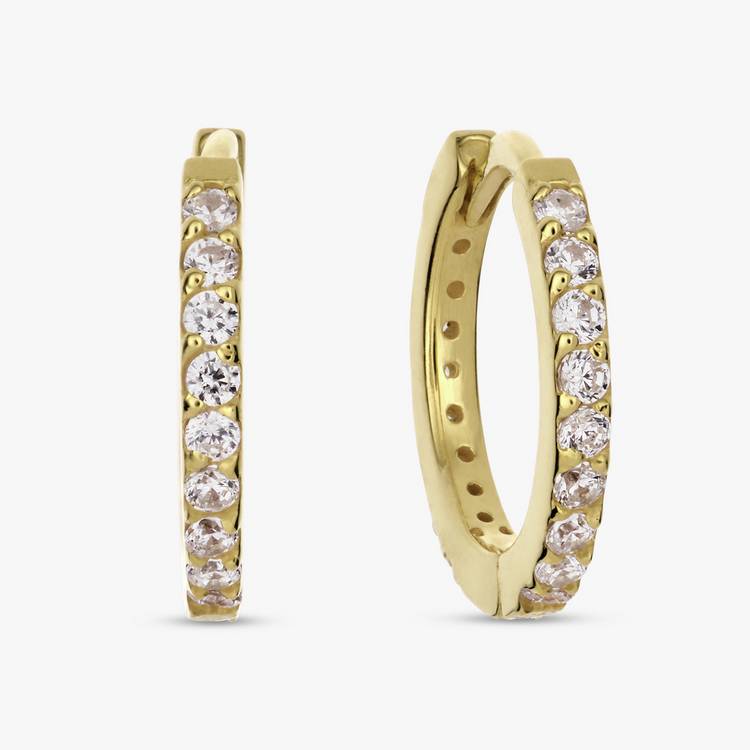Revere gold plated hoop earrings pave set cubic zirconia (British brand)