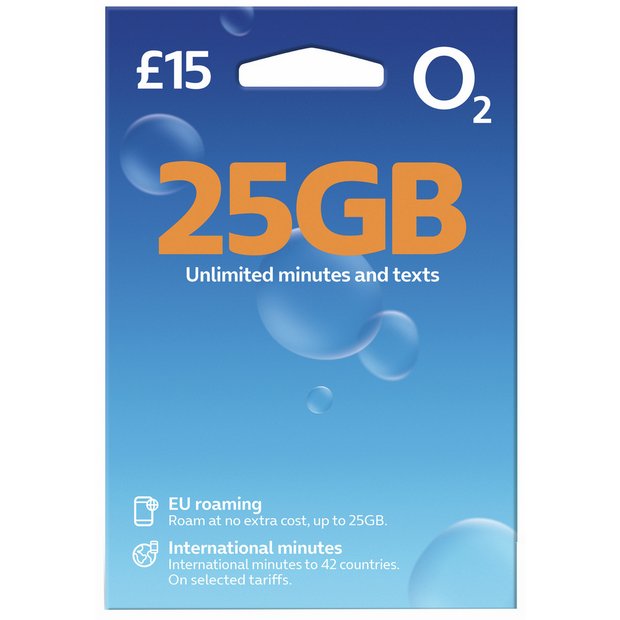 O2 25GB Pay As You Go SIM card - British product