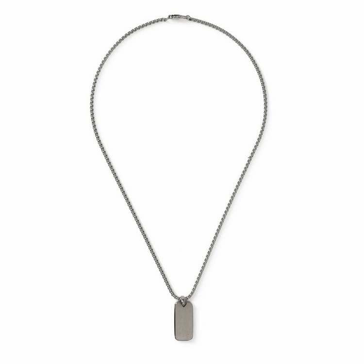 Uncommon Souls dog tag necklace silver tone 50cm chain, imported from the UK