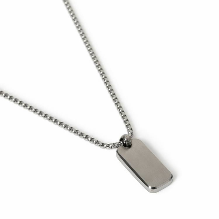 Uncommon Souls dog tag necklace silver tone 50cm chain, imported from the UK