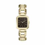 Armani Exchange gold tone stainless steel watch rectangular case, UK version