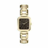 Armani Exchange gold tone stainless steel watch rectangular case, UK version