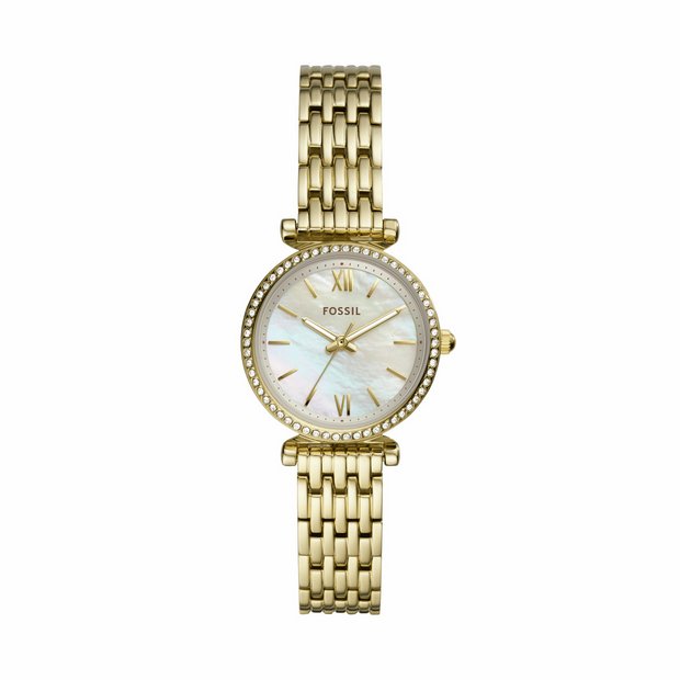 Fossil Carlie Mini watch gold tone stainless steel, UK version