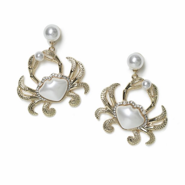 Freedom gold-tone crab drop earrings 40mm, UK version