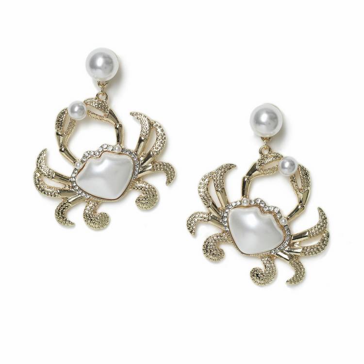 Freedom gold-tone crab drop earrings 40mm, UK version