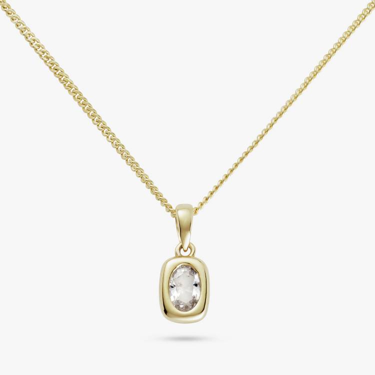 Revere gold plated oval pendant necklace with cubic zirconia (British brand)
