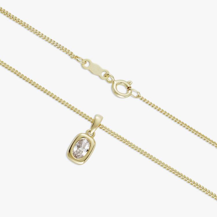 Revere gold plated oval pendant necklace with cubic zirconia (British brand)