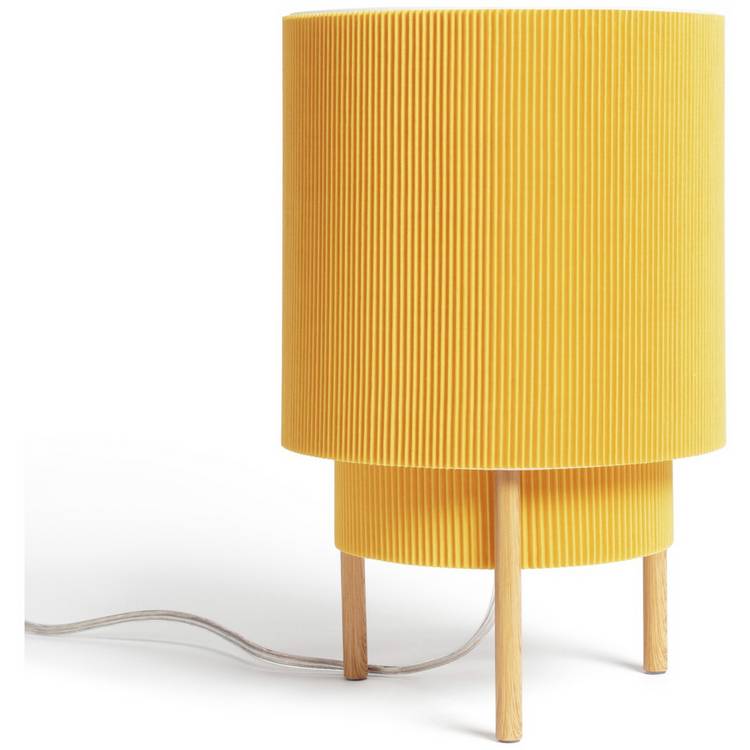 Habitat yellow pleated column table lamp, UK version