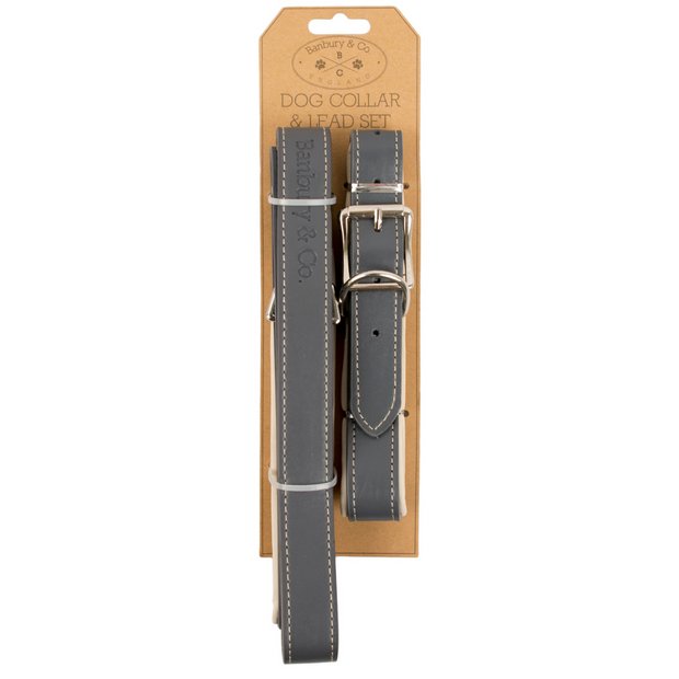 Banbury & Co grey dog collar lead set (British brand)