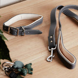 Banbury & Co grey dog collar lead set (British brand)