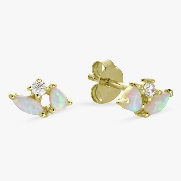 Revere dainty opal stud earrings gold plated, UK version