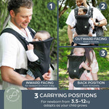 Dreambaby 3-in-1 front and rear facing baby carrier black (British brand)