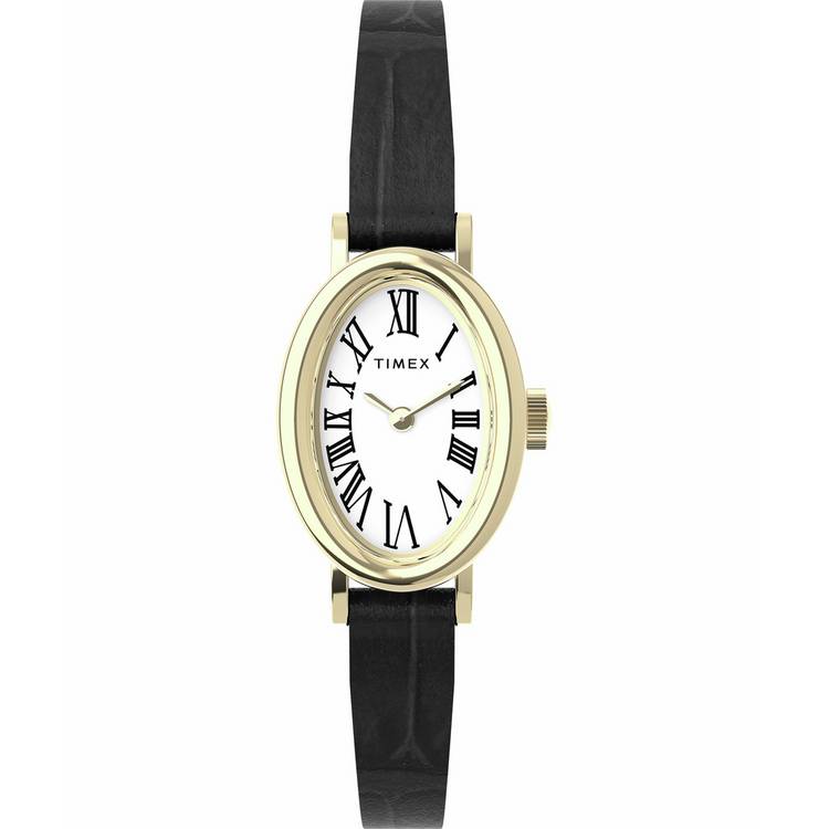 Timex Cavatina watch white dial black leather strap - British product