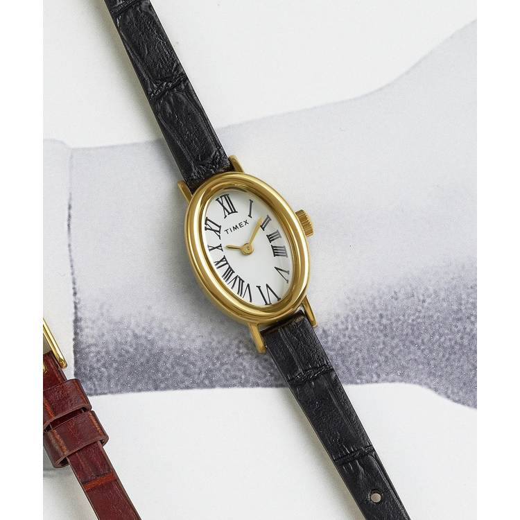 Timex Cavatina watch white dial black leather strap - British product