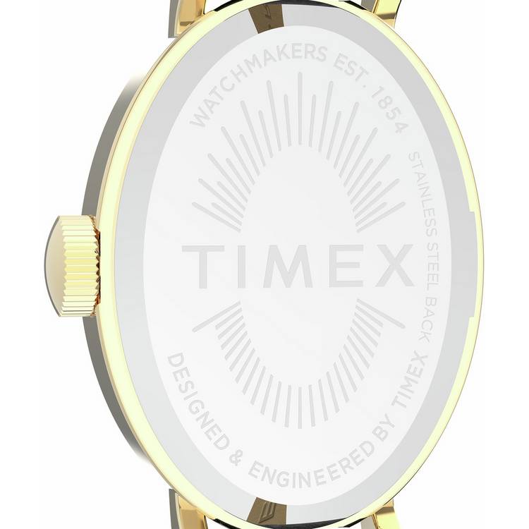 Timex Cavatina watch white dial black leather strap - British product