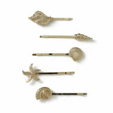 Freedom gold-tone mixed shells hair clips 5pk - British product
