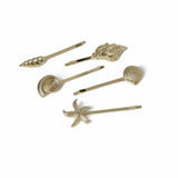 Freedom gold-tone mixed shells hair clips 5pk - British product