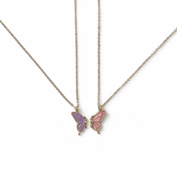 Flitzy Kids butterfly charm necklace set of 2, imported from the UK