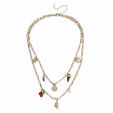 Revere gold tone multirow charm necklace 45cm, imported from the UK