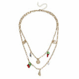 Revere gold tone multirow charm necklace 45cm, imported from the UK