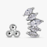 Revere flatback stud earrings with cubic zirconia stones (British brand)