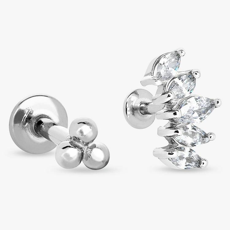 Revere flatback stud earrings with cubic zirconia stones (British brand)